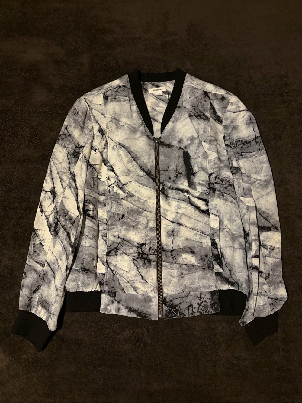 Helmut Lang Silk Marble Lightweight Bomber Jacket